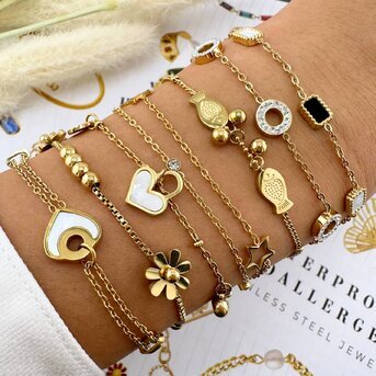 UB Wild 18K gold plated Stainless steel "Hearts" bracelet