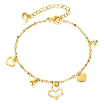 UB Wild 18K gold plated Stainless steel "Hearts" bracelet