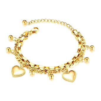UB Wild 18K gold plated Stainless steel "Hearts" bracelet