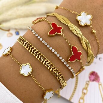 UB WILD 18K GOLD PLATED STAINLESS STEEL "FLOWER" BRACELET