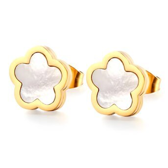 UB WILD 18K GOLD PLATED STAINLESS STEEL "FLOWERS" EARRINGS